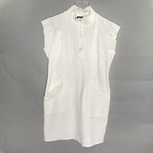 Brigitte Brianna S Cream Gia Dress Double Knit Ponte Stretch Mock Neck